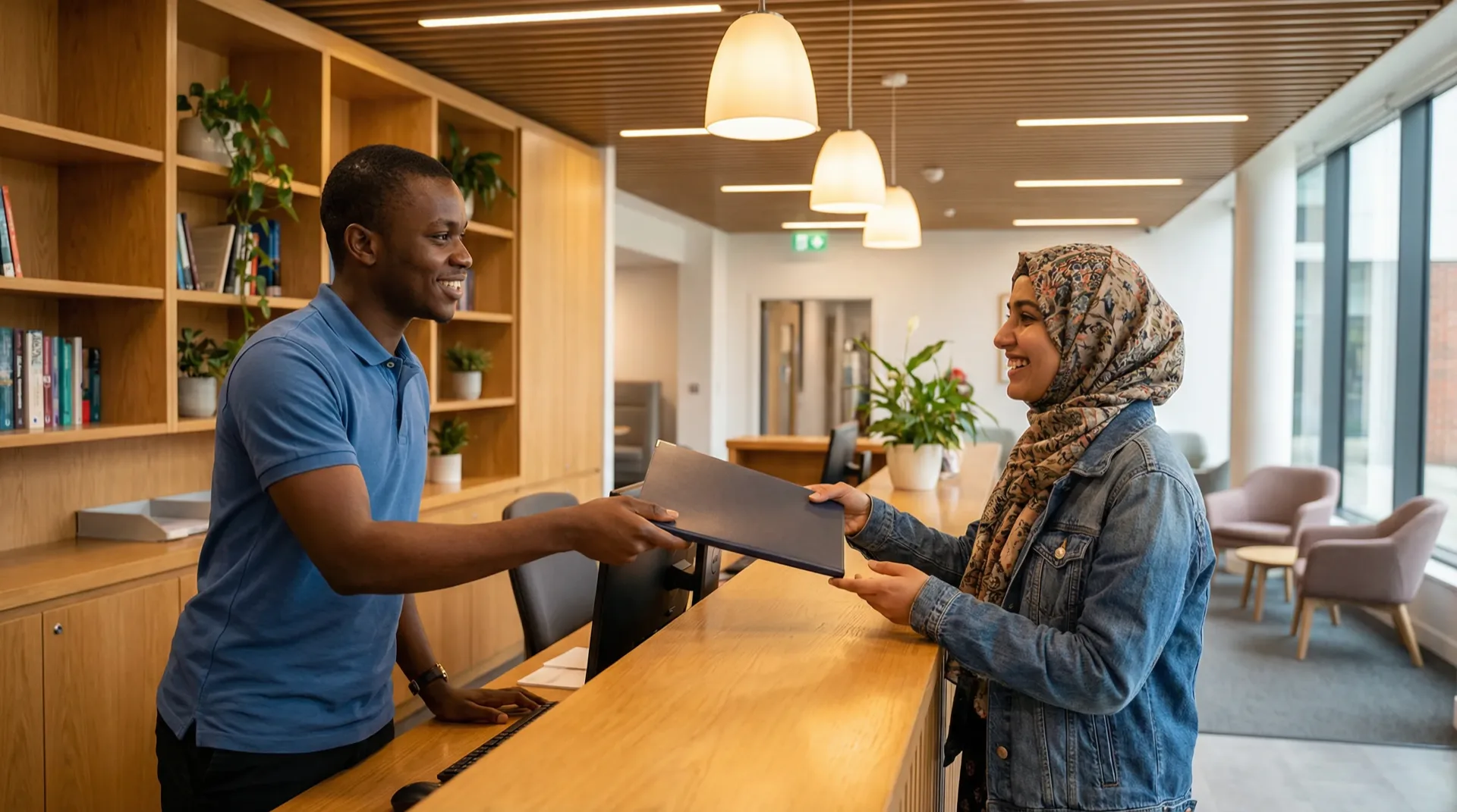 Education advisor helping a student